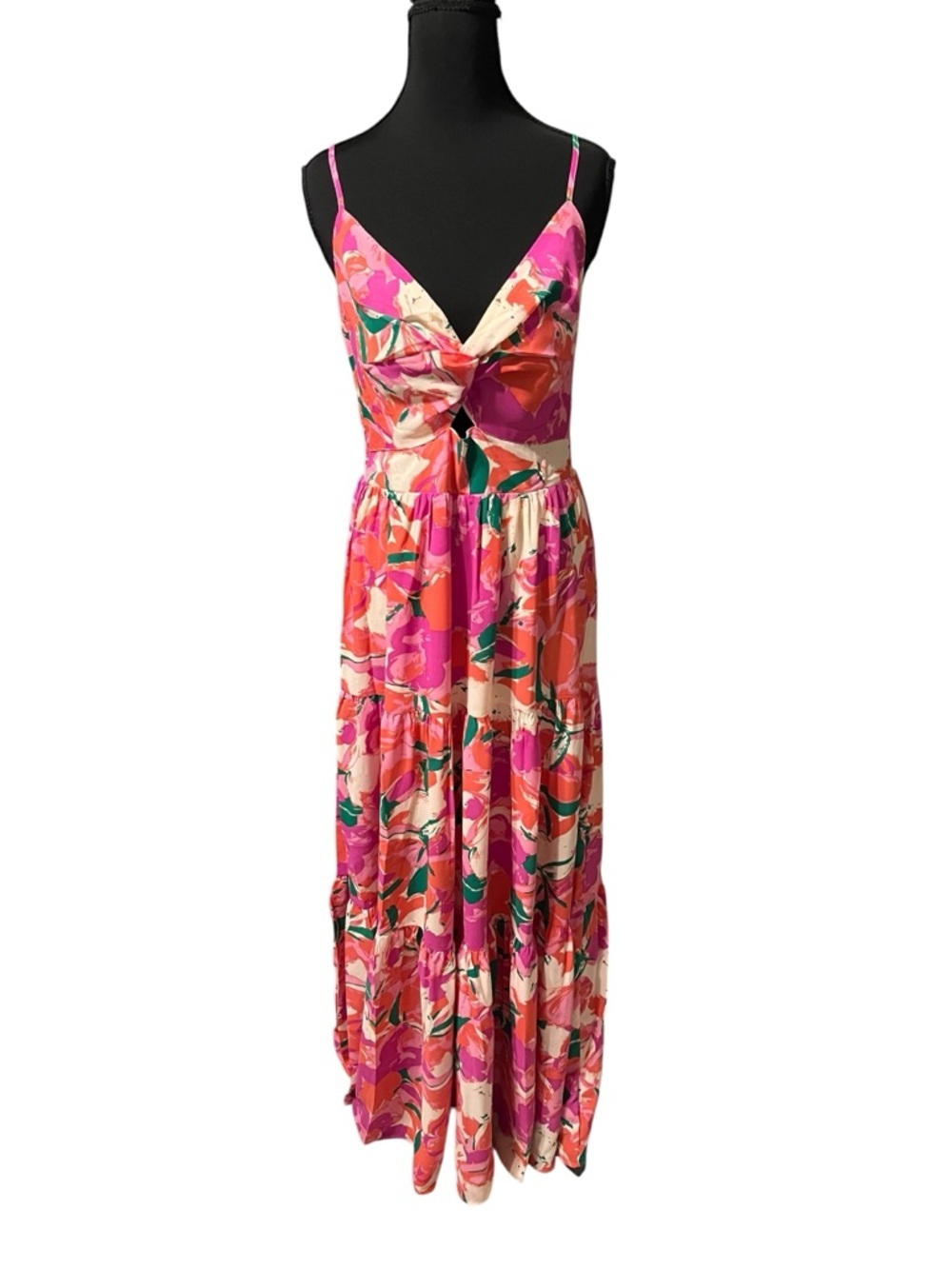 Entro Pink Floral Keyhole Maxi Dress Size Medium NWT - Picture 2 of 5